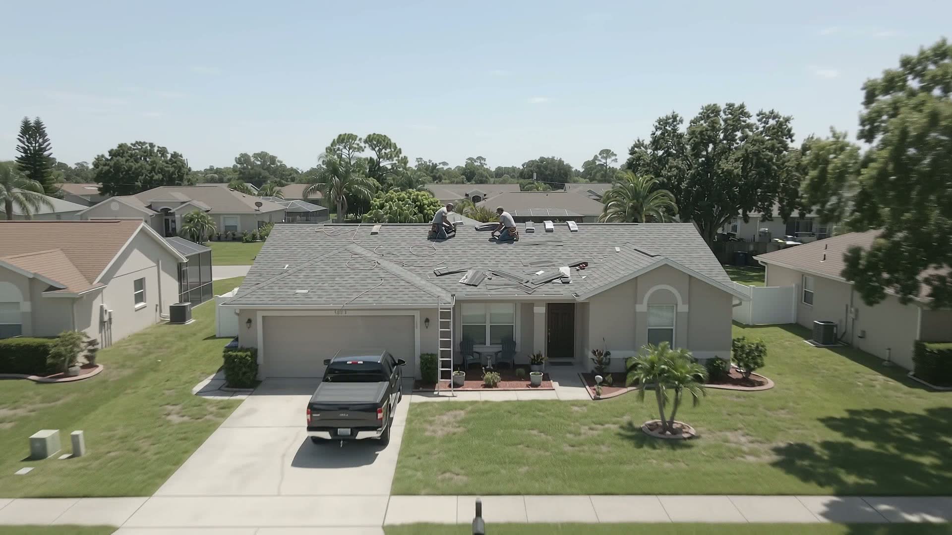 Single-story Florida home with a new shingle roof